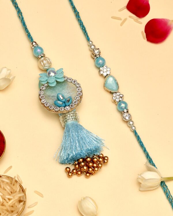 Gulnaar Rakhi Set - Sky Blue