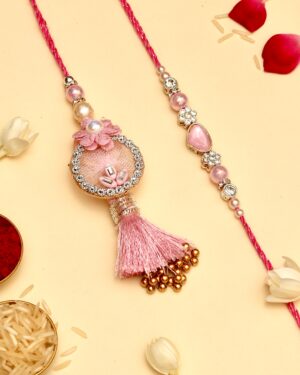 Gulnaar Rakhi Set - Blush Pink