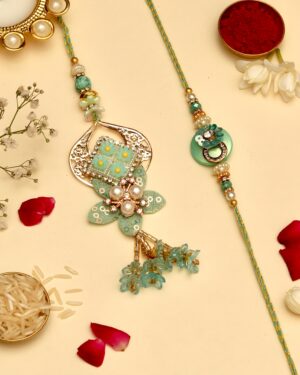 Pushp Rakhi Set - Panna