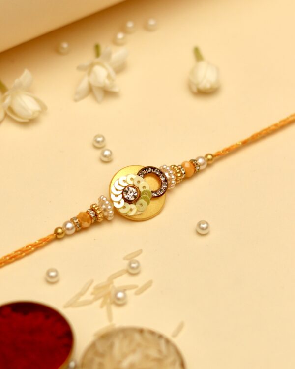 Pushp Rakhi Set - Sunehri