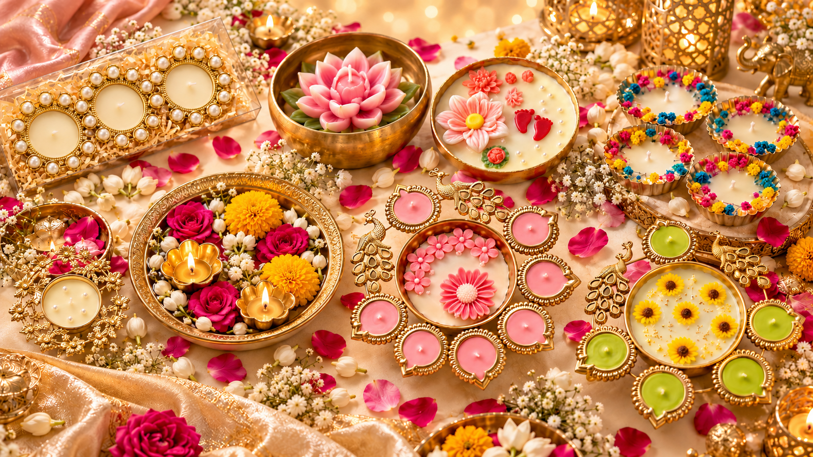 Lavure Diwali Collection Kusum Jyoti - Set of 3 Metal Diyas