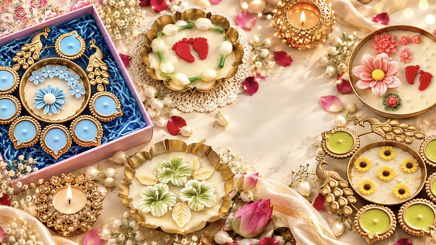Kusum Jyoti - Set of 3 Metal Diyas